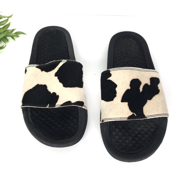 APL Iconic Calf Hair Cow Print Slides 9 - Picture 1 of 7